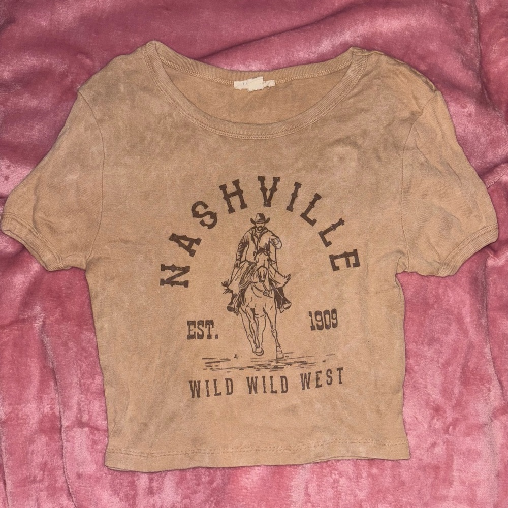 Nashville Graphic Crop Top - Tan